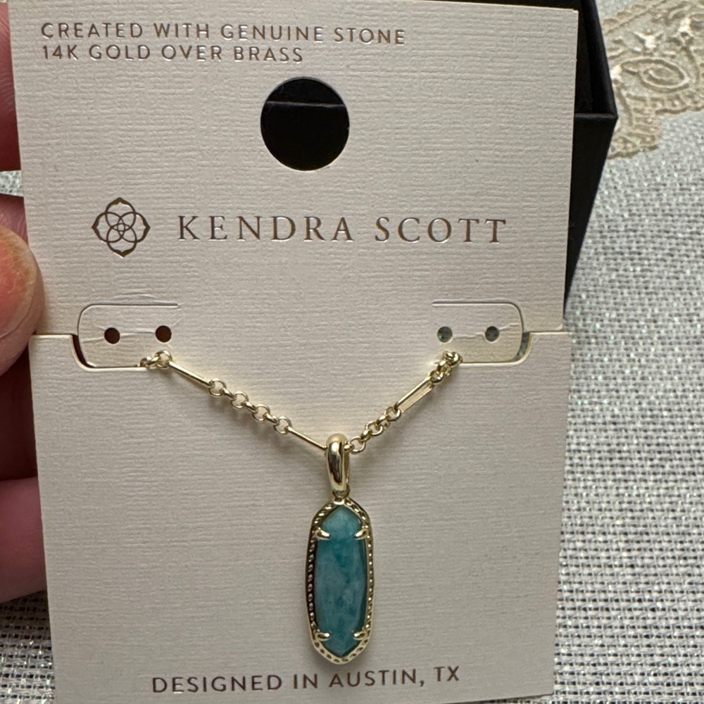 Kendra Scott Gold Necklace with Teal Stone